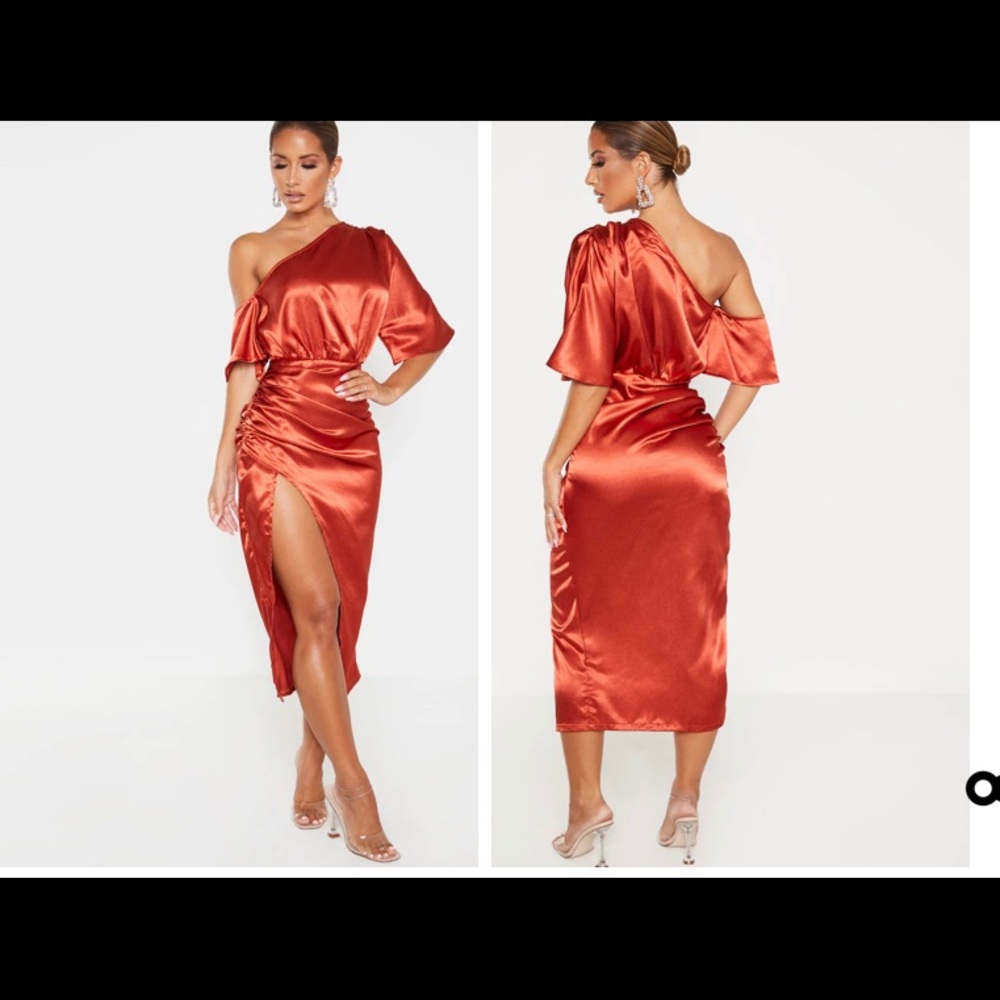 One sleeve satin dress